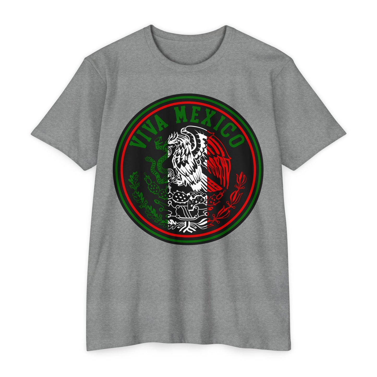 VIVA MEXICO RED, WHITE, GREEN "COLOR, FRONT & BACK"- Jersey T-shirt