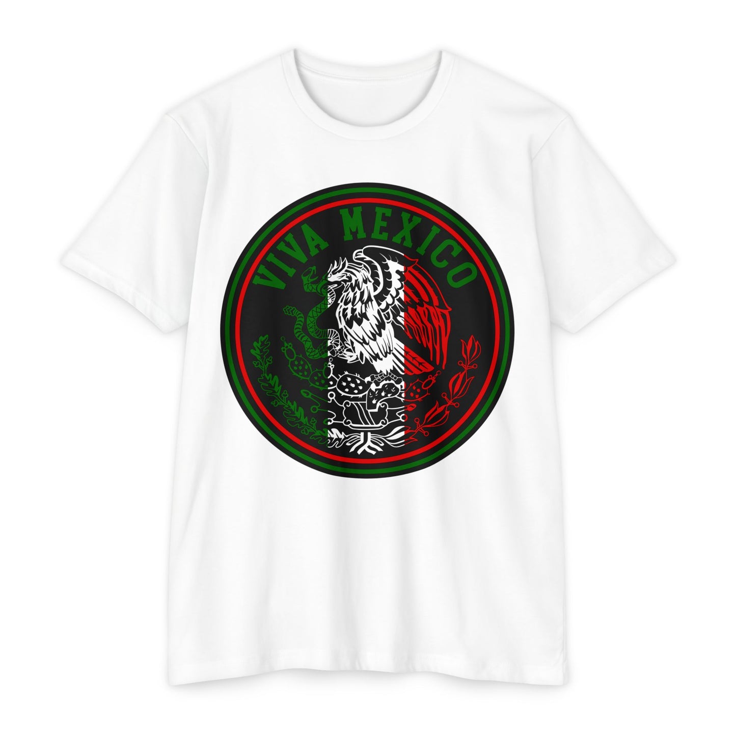 VIVA MEXICO RED, WHITE, GREEN "COLOR, FRONT & BACK"- Jersey T-shirt