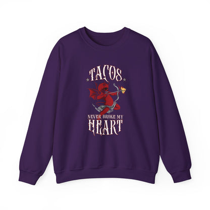 Tacos Never Broke my Heart "Evil Cupid" - Unisex Heavy Blend™ Crewneck Sweatshirt