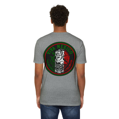 VIVA MEXICO RED, WHITE, GREEN "COLOR, FRONT PATCH & BACK"-  Jersey T-shirt