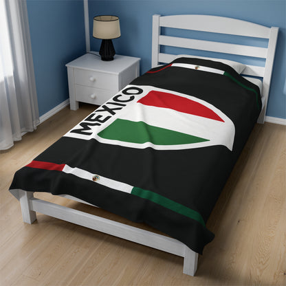 Throw Blanket Mexican Pride Cozy Velveteen Plush - Mexican Shield